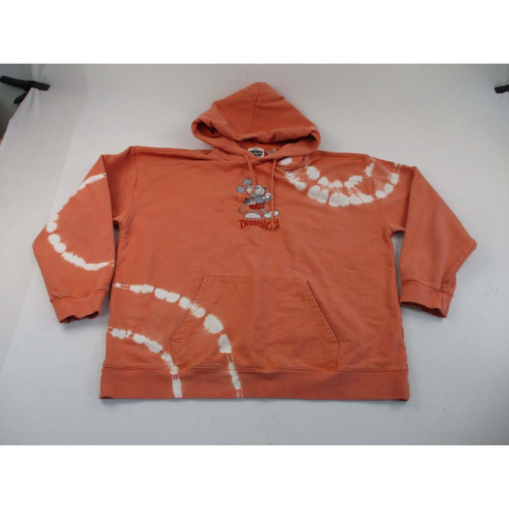 Disney Hoodie Mens 3XL Orange Mickey Mouse Disneyland Orange Embroidered Relaxed